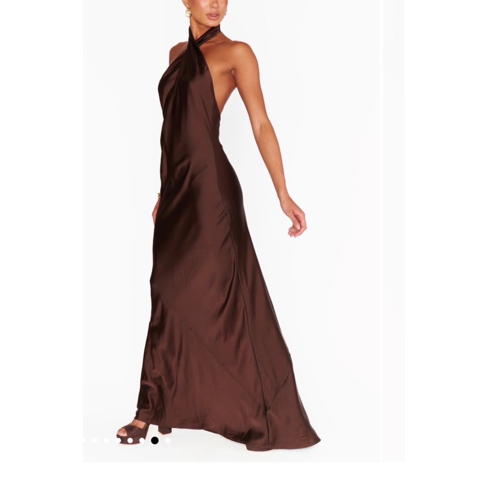 Show me your Mumu Jasmine halter dress brown satin small